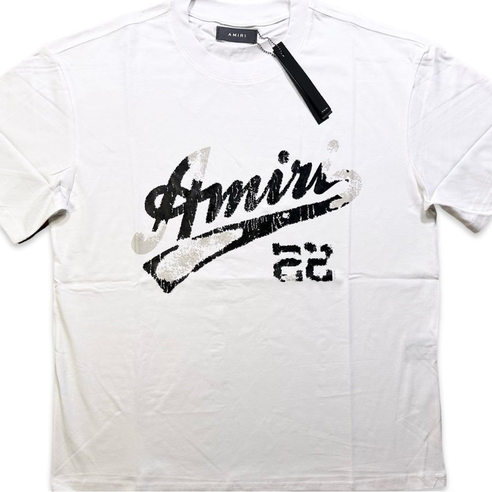 AMIRI White and Black Logo Tee